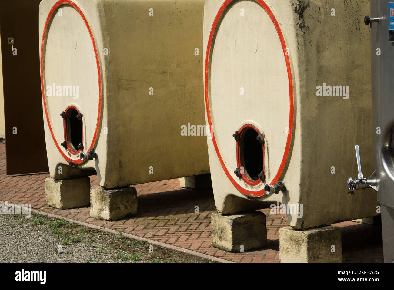 Balsamic Vinegar barrels on farm in Italy Stock Photo