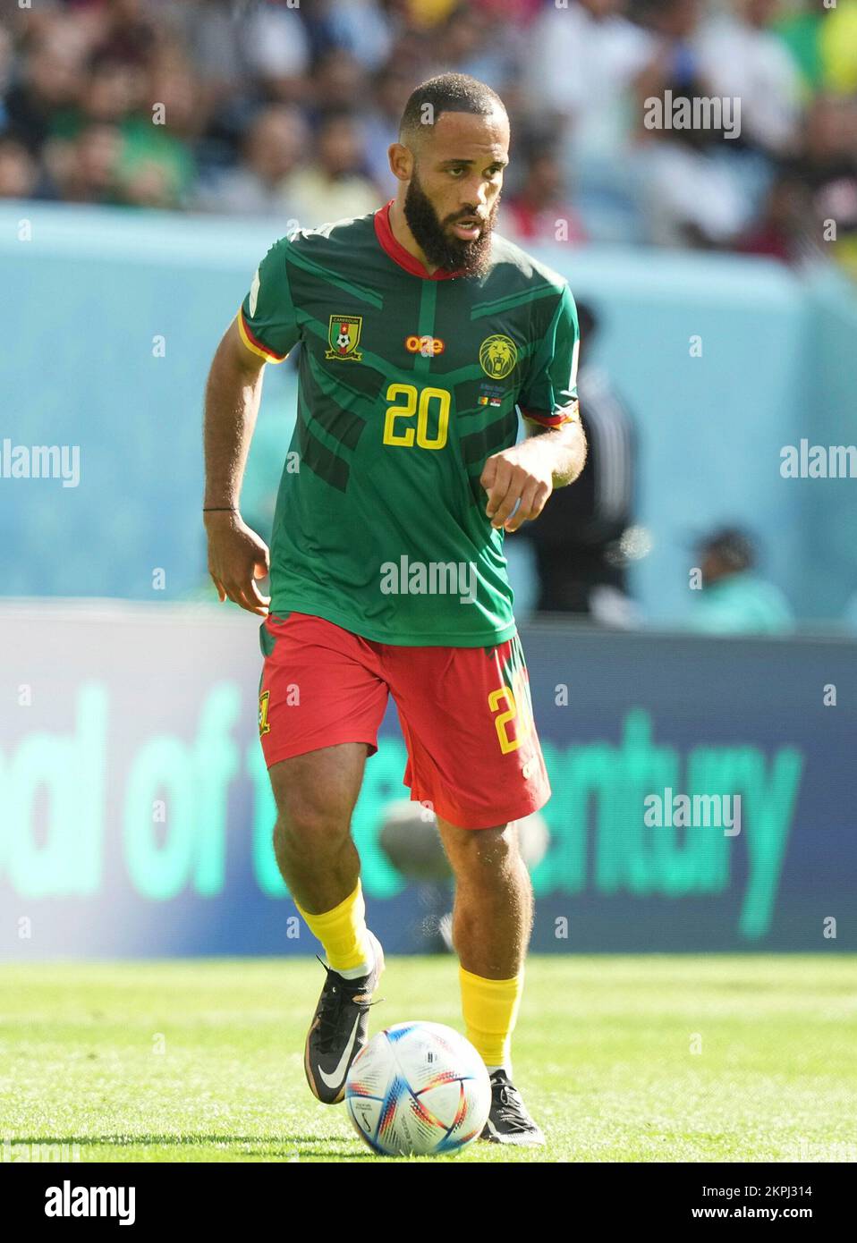 Doha, Qatar. 28th Nov, 2022.11/28/2022, Al Janoub Stadium, Doha, QAT, World Cup FIFA 2022, Group G, Cameroon vs Serbia, in the picture Cameroon's forward Bryan Mbeumo Credit: dpa picture alliance/Alamy Live News Stock Photo