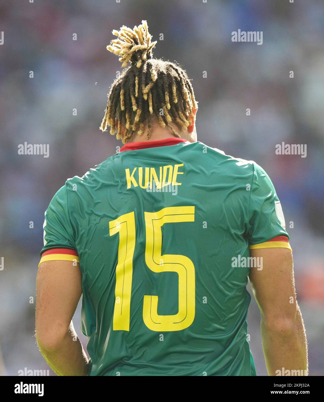 Doha, Qatar. 28th Nov, 2022.11/28/2022, Al Janoub Stadium, Doha, QAT, World Cup FIFA 2022, Group G, Cameroon vs Serbia, in the picture Cameroon's midfielder Pierre Kunde Credit: dpa picture alliance/Alamy Live News Stock Photo