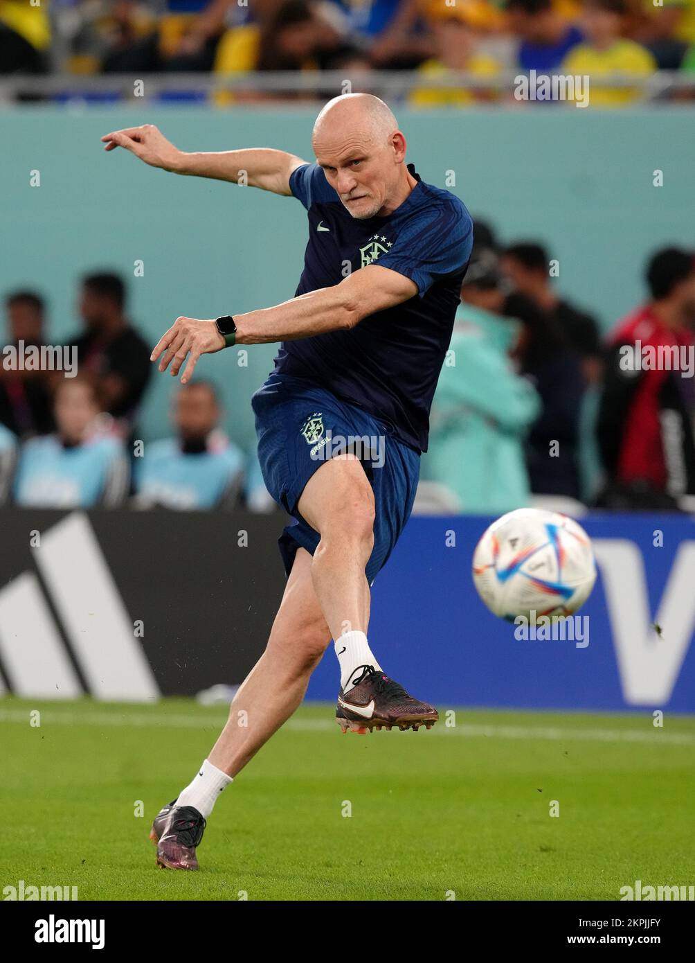 Brazil goalkeeping coach Claudio Taffarel before the FIFA World Cup Group G match at Stadium 974 in Doha, Qatar. Picture date: Monday November 28, 2022. Stock Photo