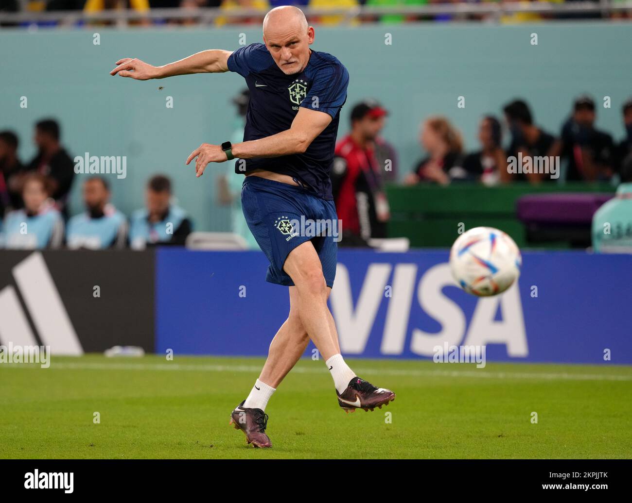Brazil goalkeeping coach Claudio Taffarel before the FIFA World Cup Group G match at Stadium 974 in Doha, Qatar. Picture date: Monday November 28, 2022. Stock Photo