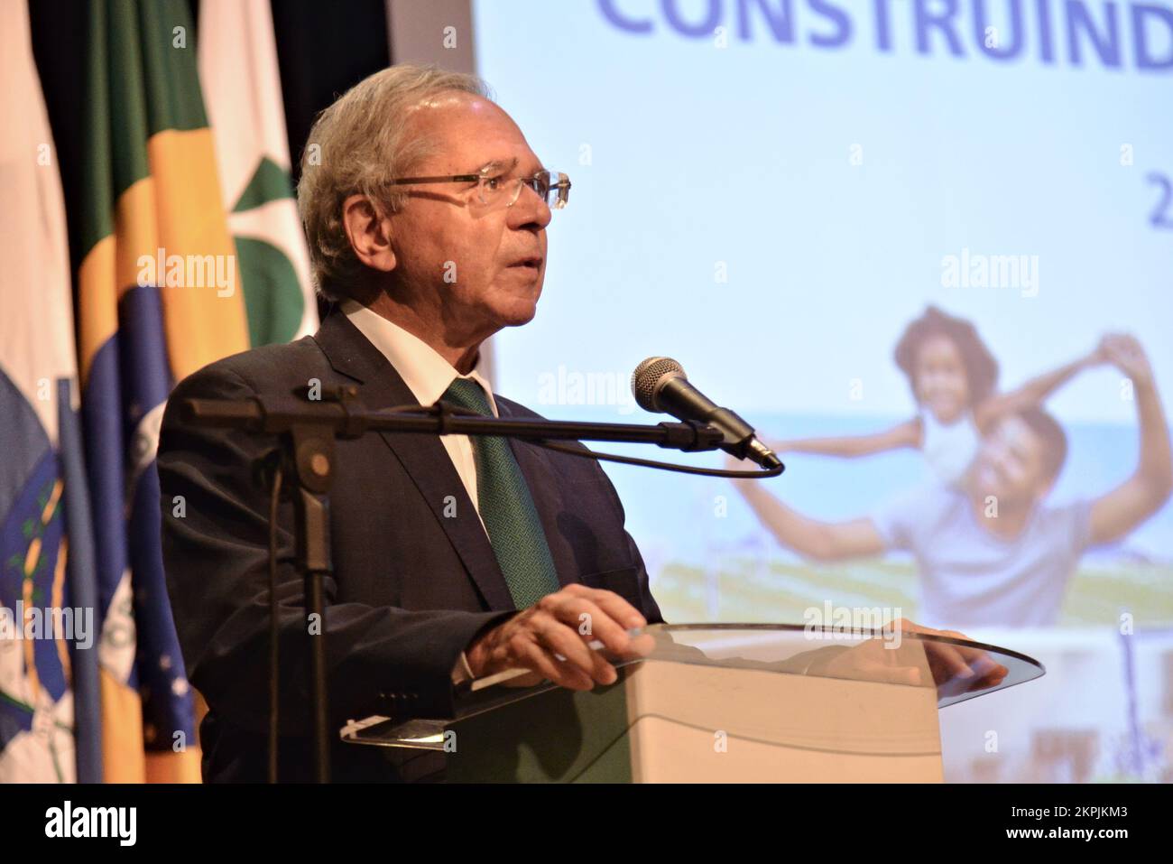 Brazilian Minister of Economy, Paulo Guedes, during the Obliteration Ceremony of the BNDES 70 years seal. Minister of Economy Paulo Guedes of Brazil. Stock Photo