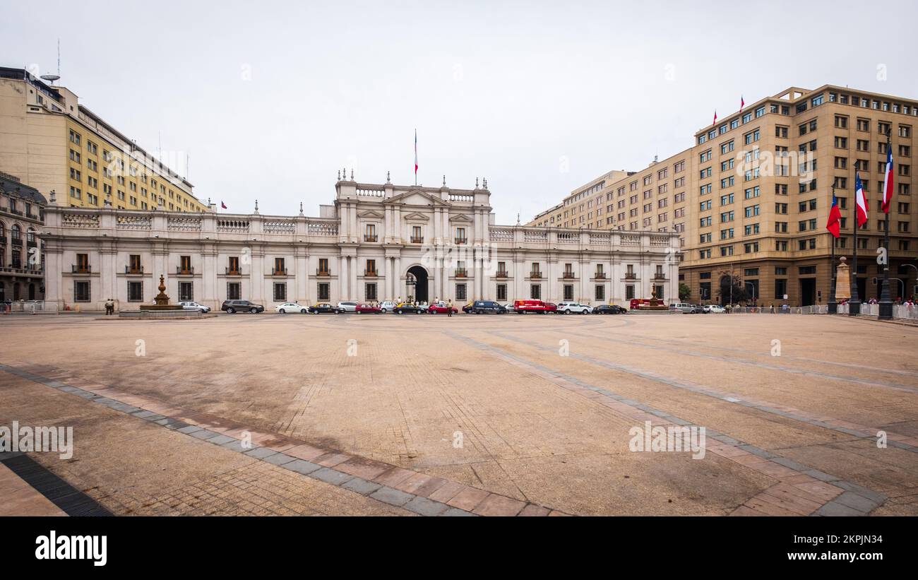 Panorama of Palacio de la Moneda (La Moneda Palace) in Downtown ...