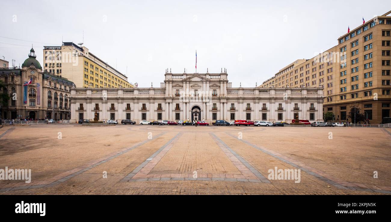 Panorama of Palacio de la Moneda (La Moneda Palace) in Downtown ...