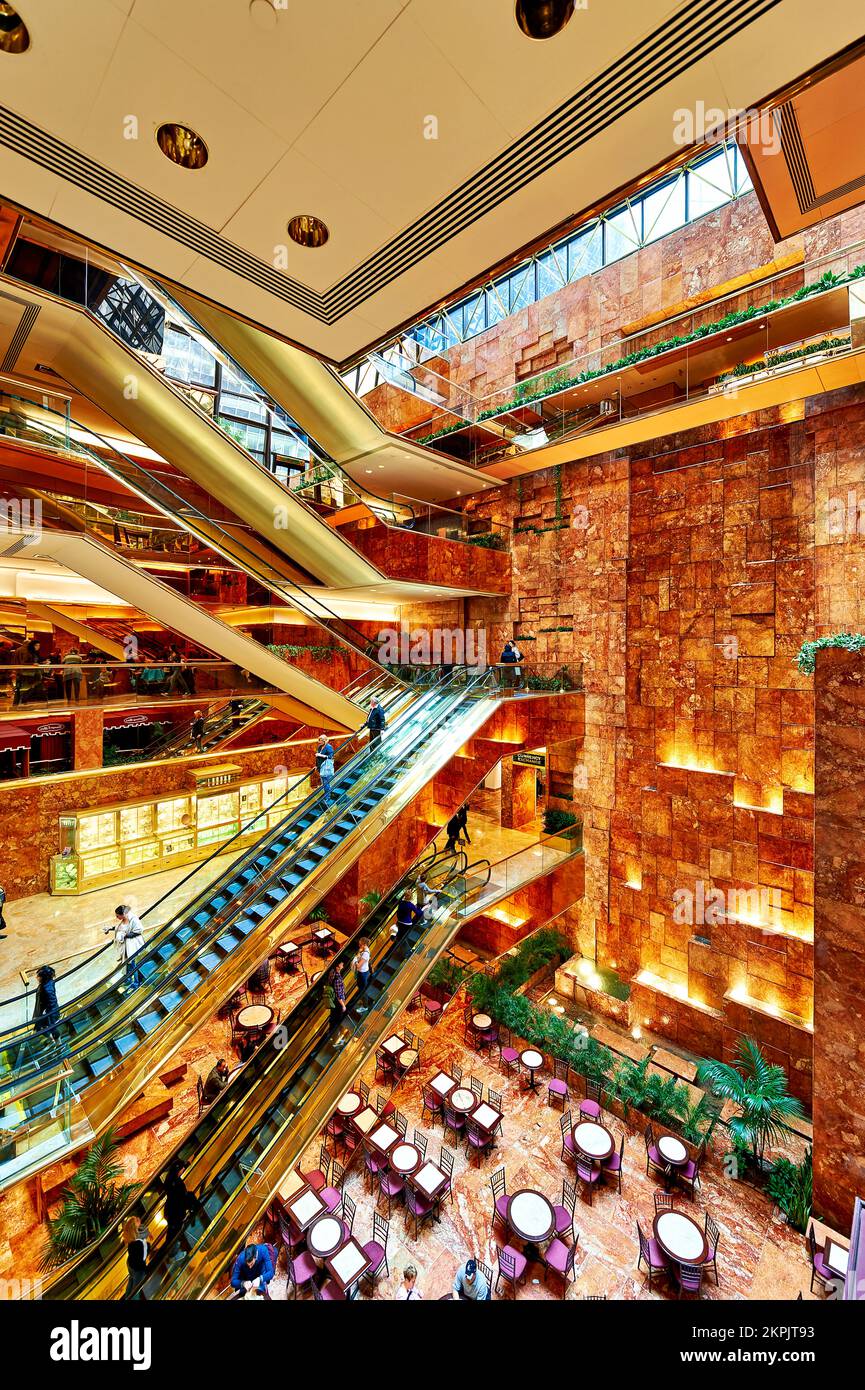 New York. Manhattan. United States. The Trump Tower Atrium Stock Photo