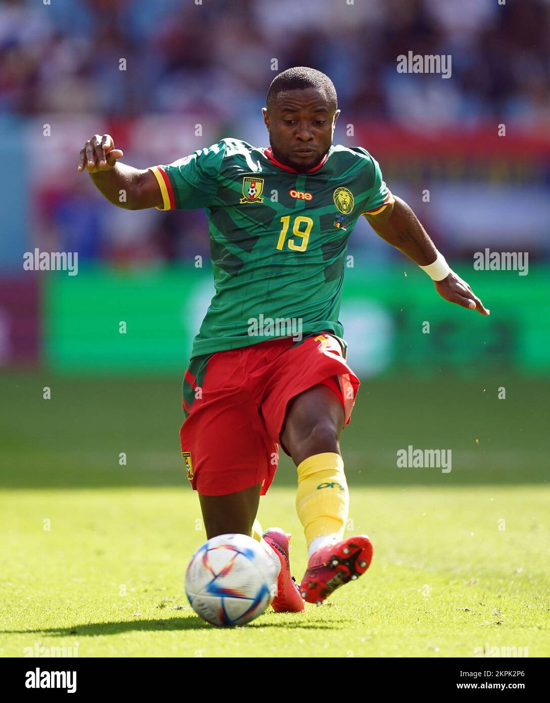 Cameroon's Collins Fai during the FIFA World Cup Group G match at the Al Janoub Stadium in Al Wakrah, Qatar. Picture date: Monday November 28, 2022. Stock Photo