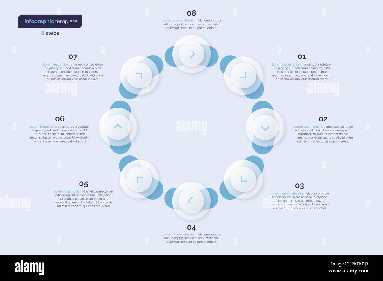Eight option circle infographic design template. Vector illustration Stock Vector