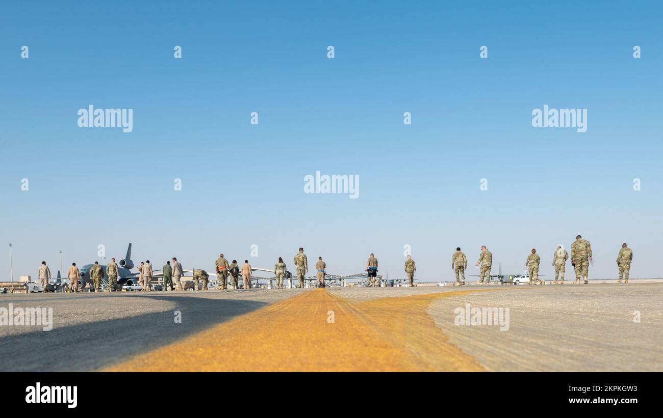 U.S. Air Force Airmen assigned to the 378th Air Expeditionary Wing, and ...