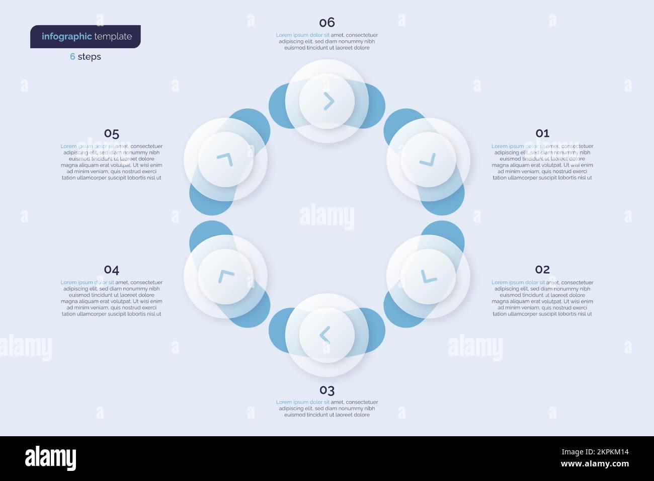 Six option circle infographic design template. Vector illustration Stock Vector