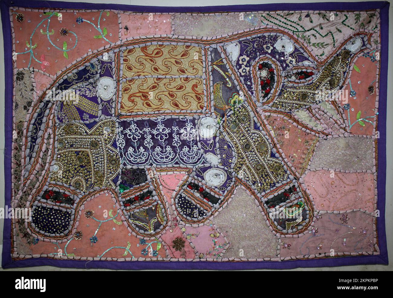 Gujarat Elephant Applique Wall Hanging Stock Photo Alamy