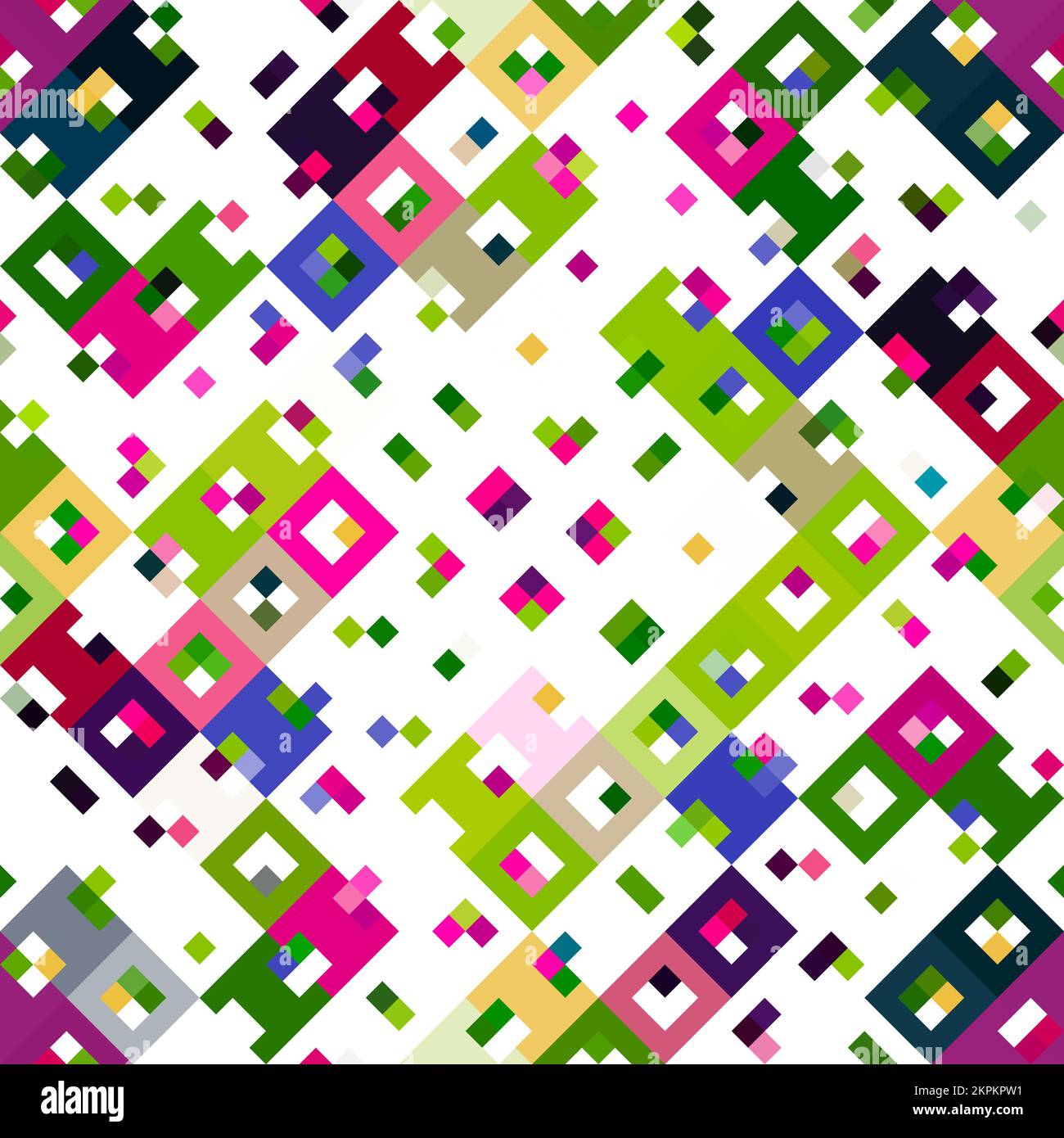 Kaleidoscopic geo pixel pattern. Playful fun pink wallpaper. Colorful ...