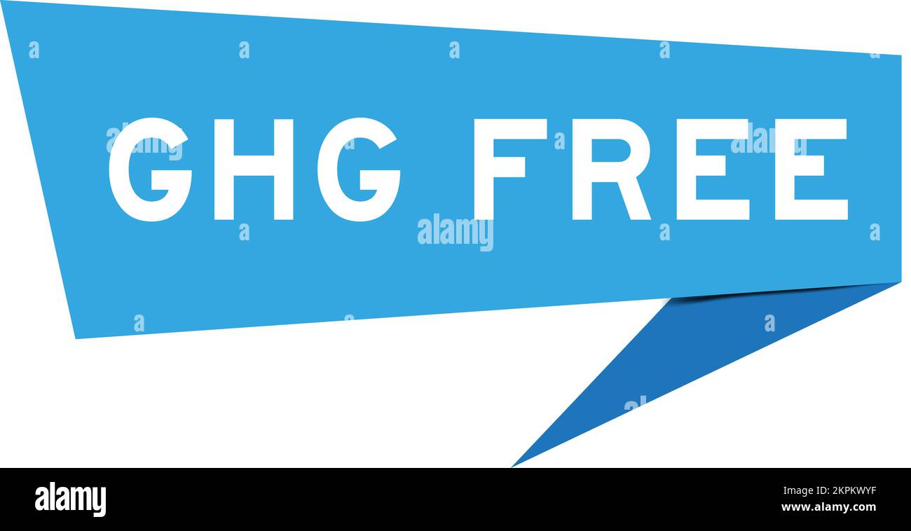 Blue color speech banner with word GHG (Abbreviation of greenhouse gas