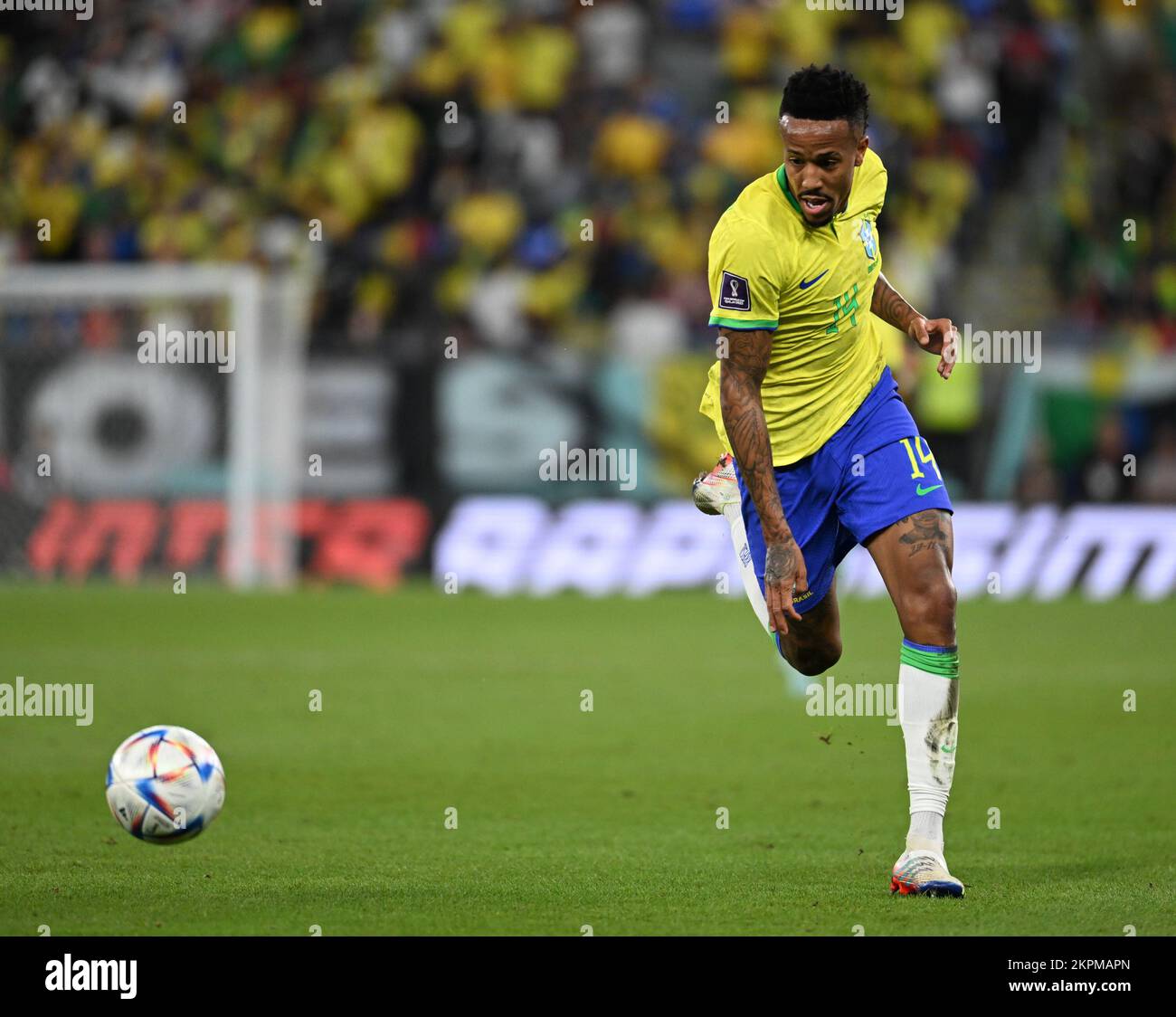 Doha, Qatar. 28th Nov, 2022. Éder Militão do Brasil during a match between Brazil and Switzerland, valid for the group stage of the World Cup, held at Estádio 974 in Doha, Qatar. Credit: Richard Callis/FotoArena/Alamy Live News Stock Photo