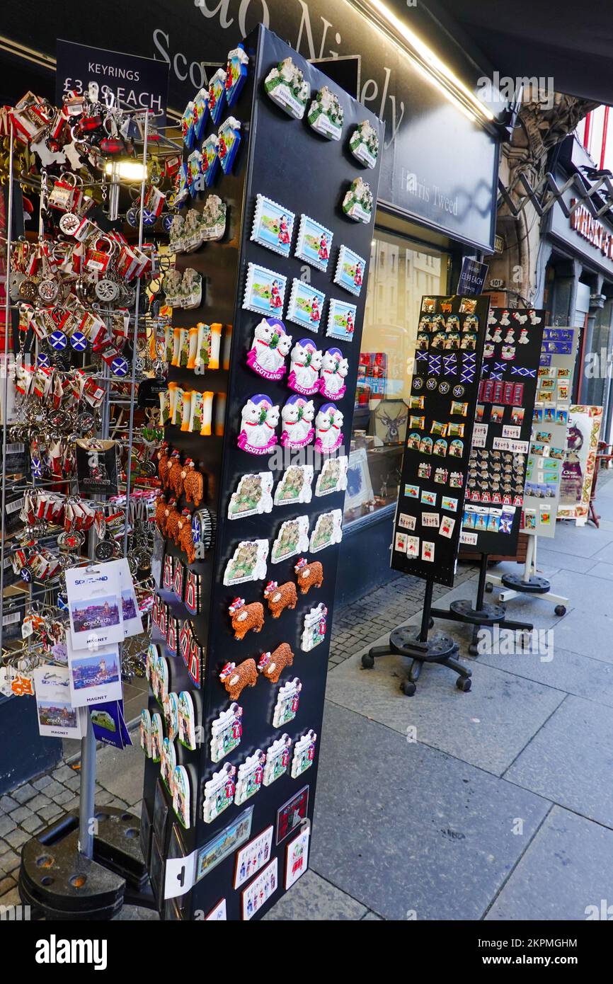 Souvenirs, keychains, and other gift items outside a shop on