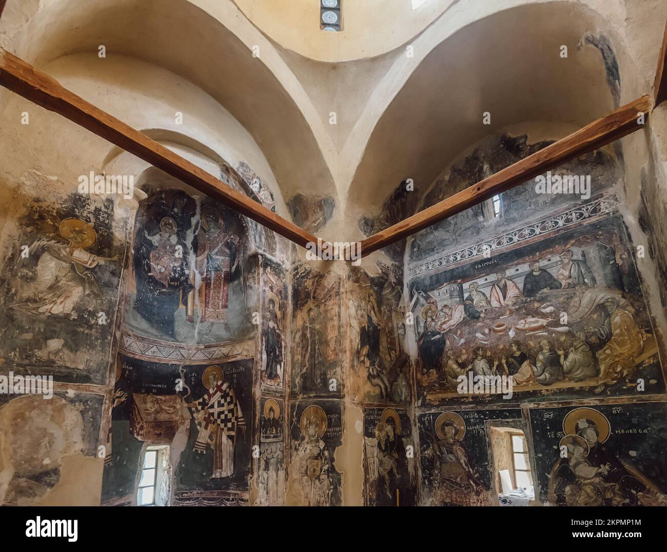 Paintings in Holy Mother of God Medieval Church Stock Photo