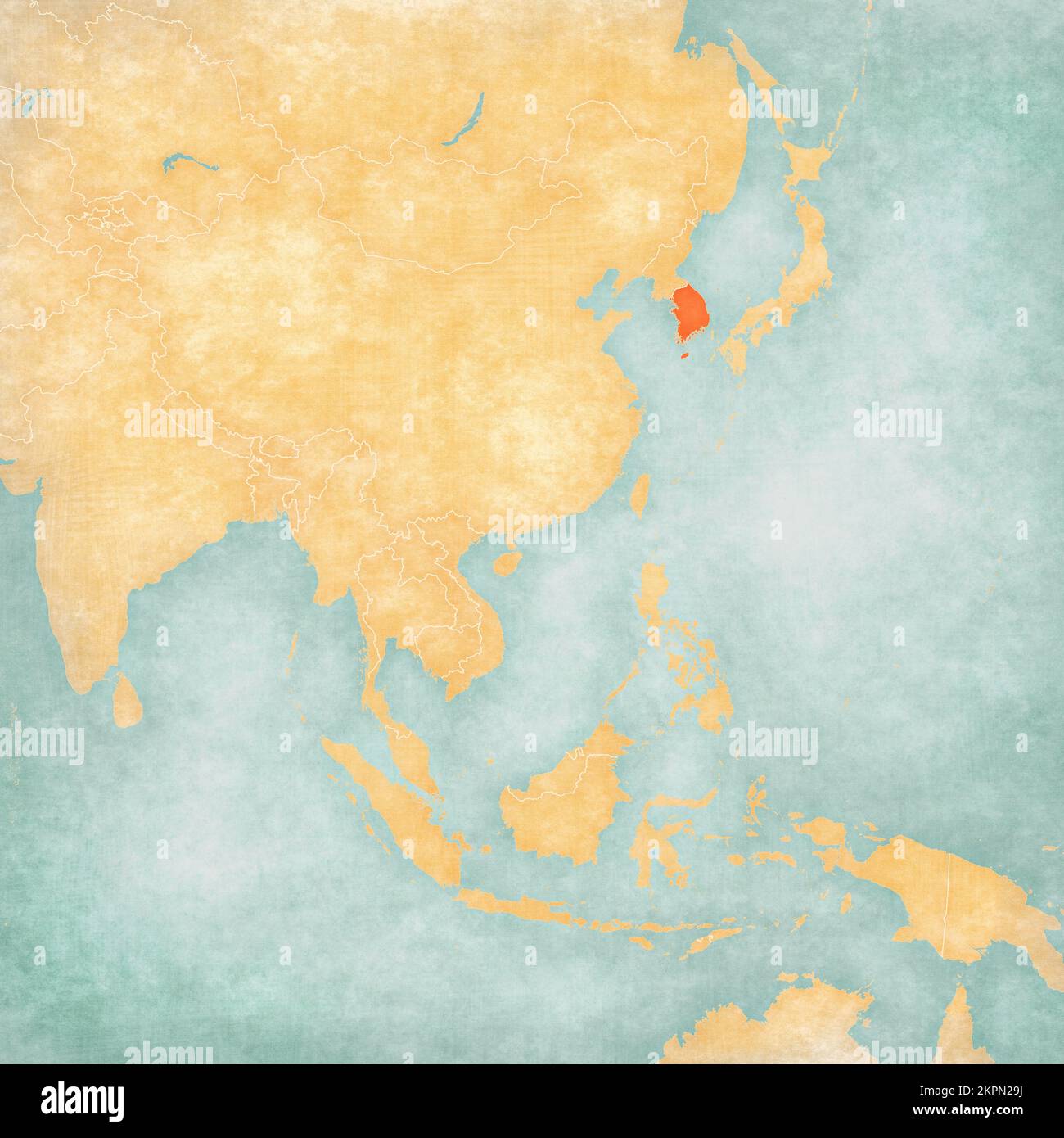 韓国 地図 古い レトロ Vintage map of korea hi-res stock photography and images - Alamy