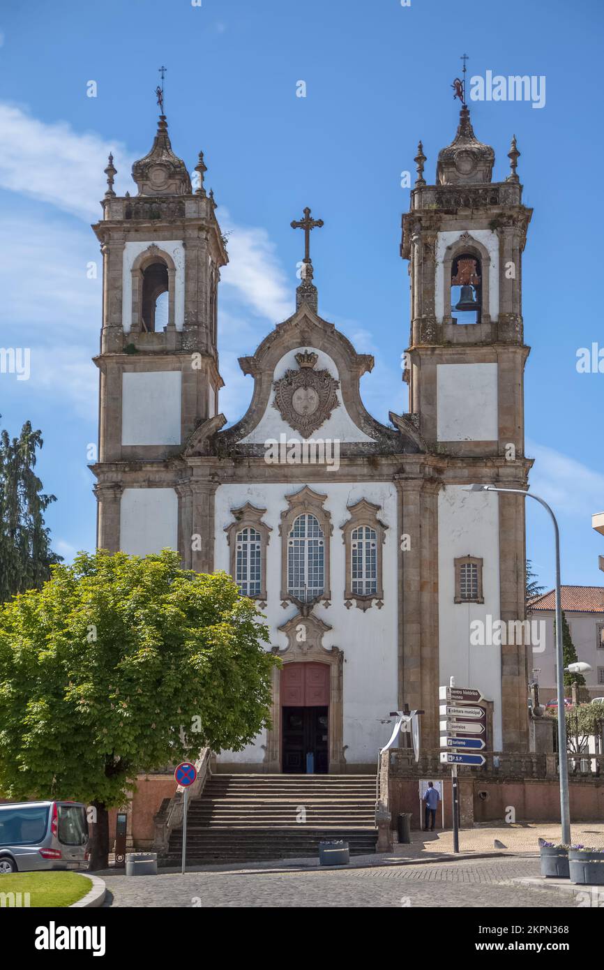 Viseu Portugal - 05 08 2021 : Exterior facade view of the Church of the Venerable Third Order of Our Lady of Monte do Carmo, called Igreja de S. do Ca Stock Photo