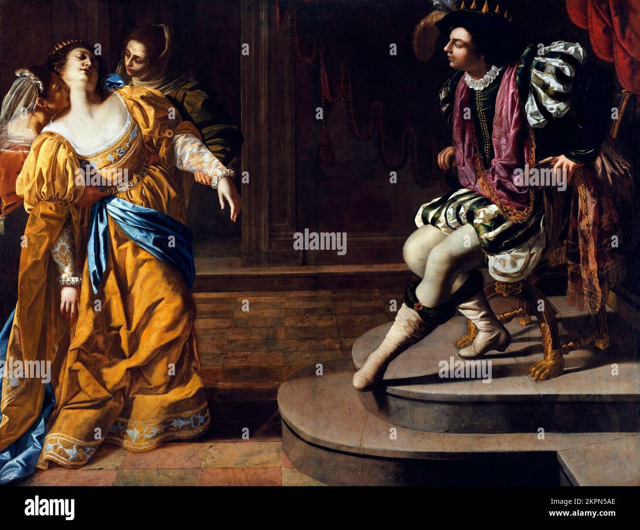 Esther before Ahasuerus by Artemisia Gentileschi (1593-c. 1656),  oil on canvas Stock Photo