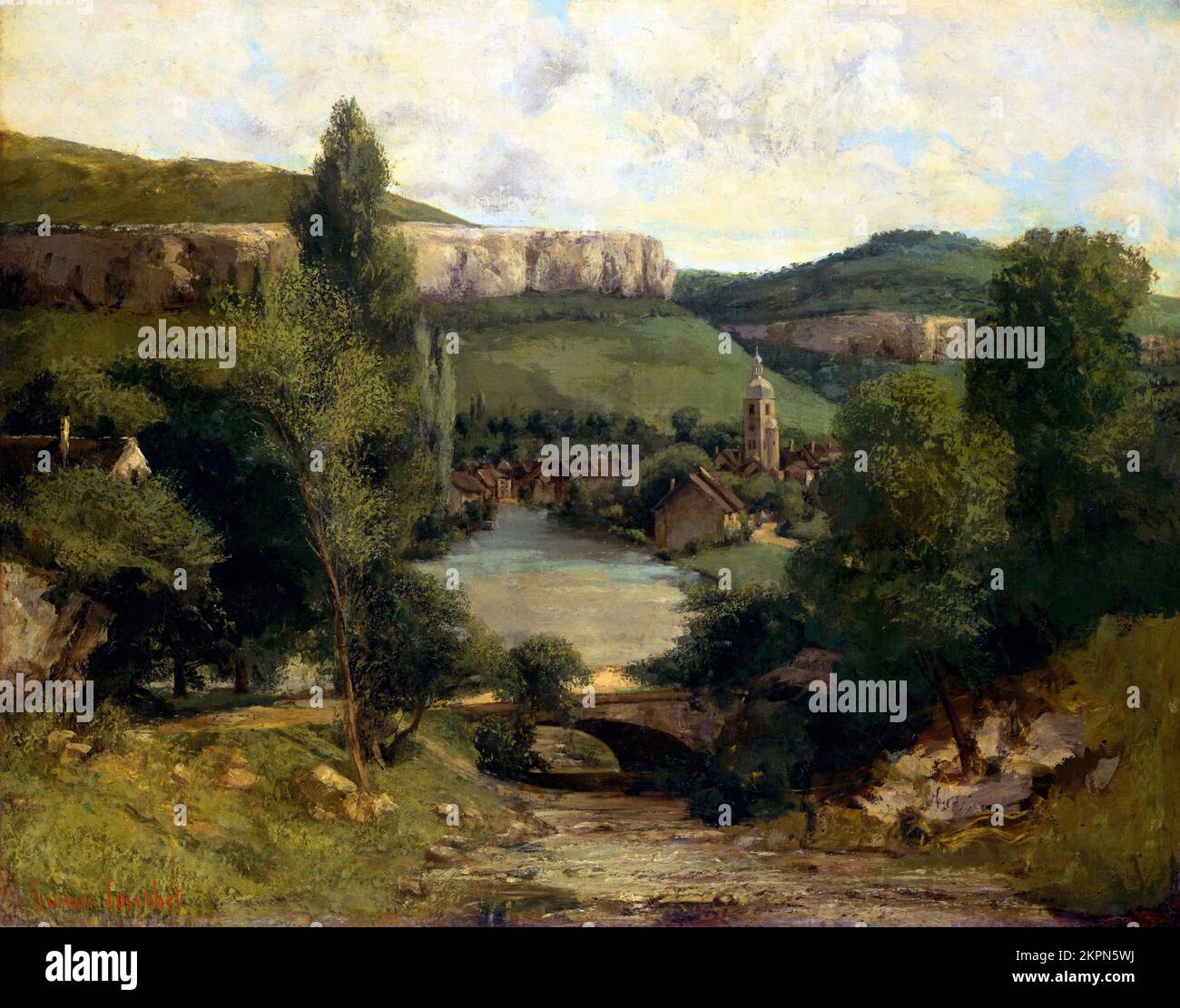 View of Ornans by Gustave Courbet (1819-1877), oil on canvas, mid 1850s Stock Photo