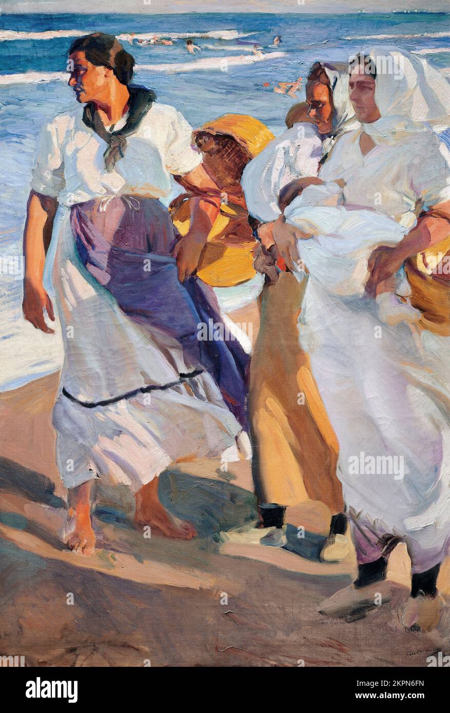 Joaquin Sorolla. Painting entitled 'Fisherwomen from Valencia' by the Spanish artist, Joaquín Sorolla y Bastida (1863-1923), oil on canvas, 1915 Stock Photo