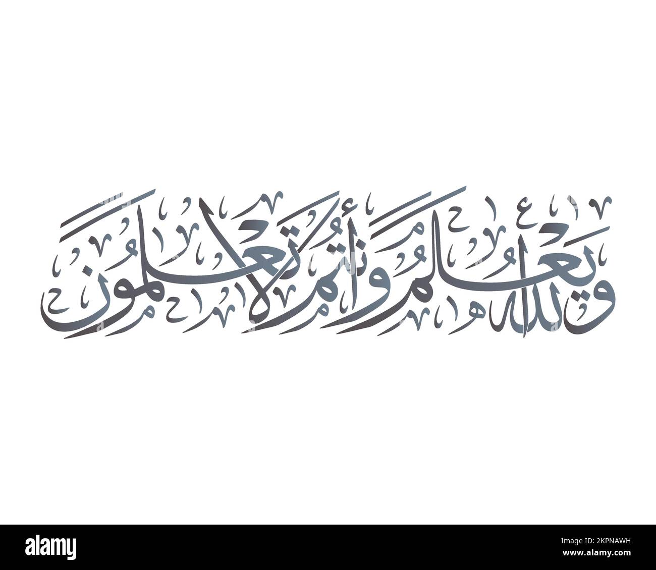 islamic calligraphy vector , And Allah Knows, while you know not. , arabic art calligraphy Stock Vector