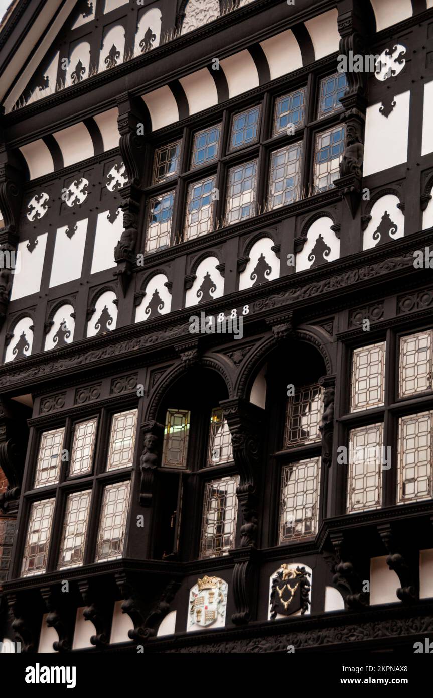 Black-and-white Revival timber frame in the English town of Chester. Stock Photo