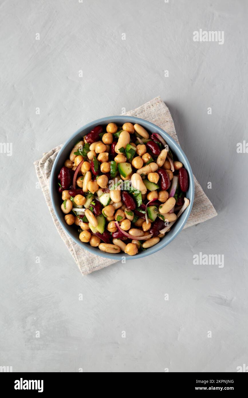 Homemade Three Bean Salad in a Bowl, top view. Flat lay, overhead, from ...