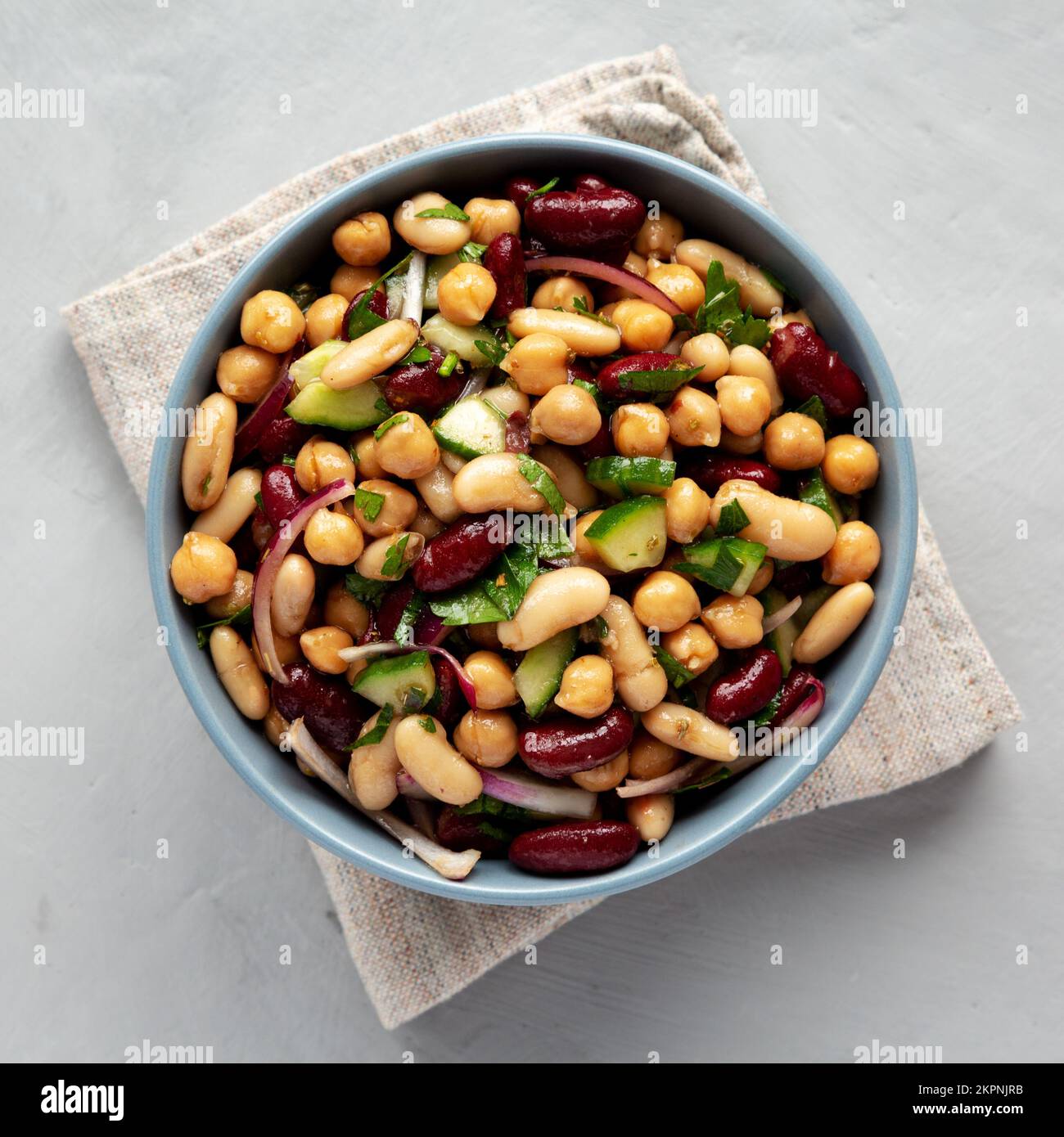 Homemade Three Bean Salad in a Bowl, top view. Flat lay, overhead, from ...