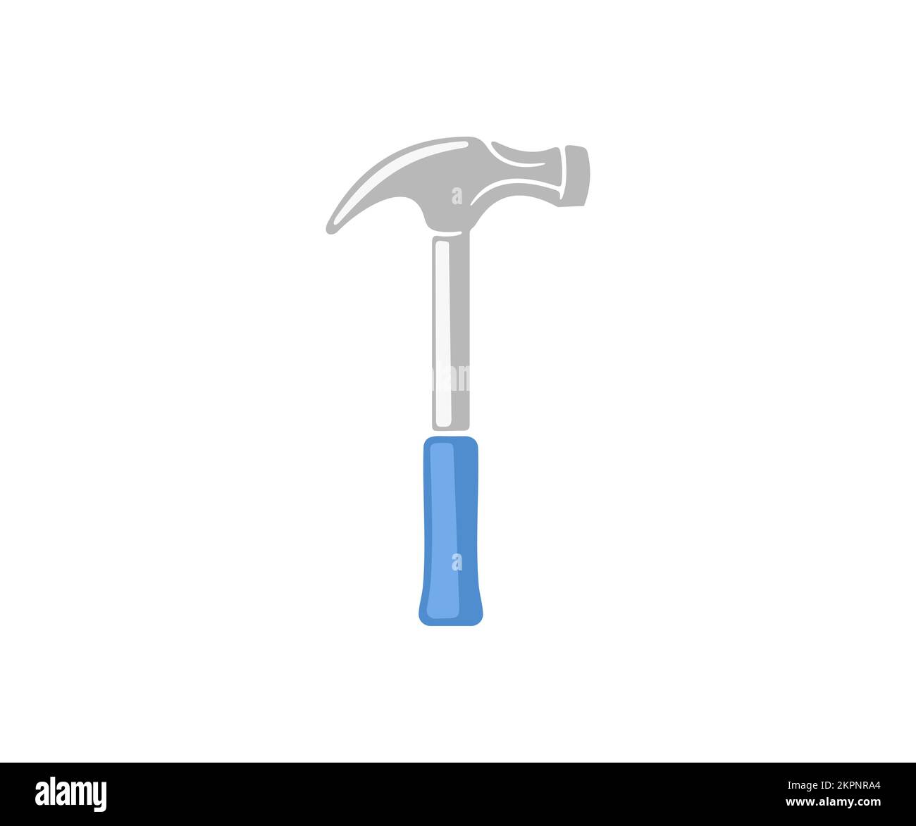Hammer with a rubberized handle, tool, nail puller, carpenter and joiner's tool, graphic design. Work and construction tool, renovation, repair Stock Vector