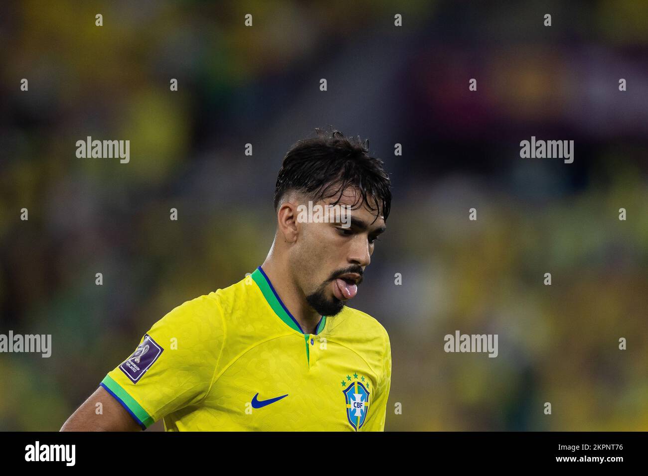 Qatar - Doha - 11/28/2022 - 2022 WORLD CUP, BRAZIL X SWITZERLAND - Lucas Paqueta player of Brazil during a match against Switzerland at stadium 974 for the 2022 World Cup championship. Photo: Pedro Martins/AGIF/Sipa USA Stock Photo