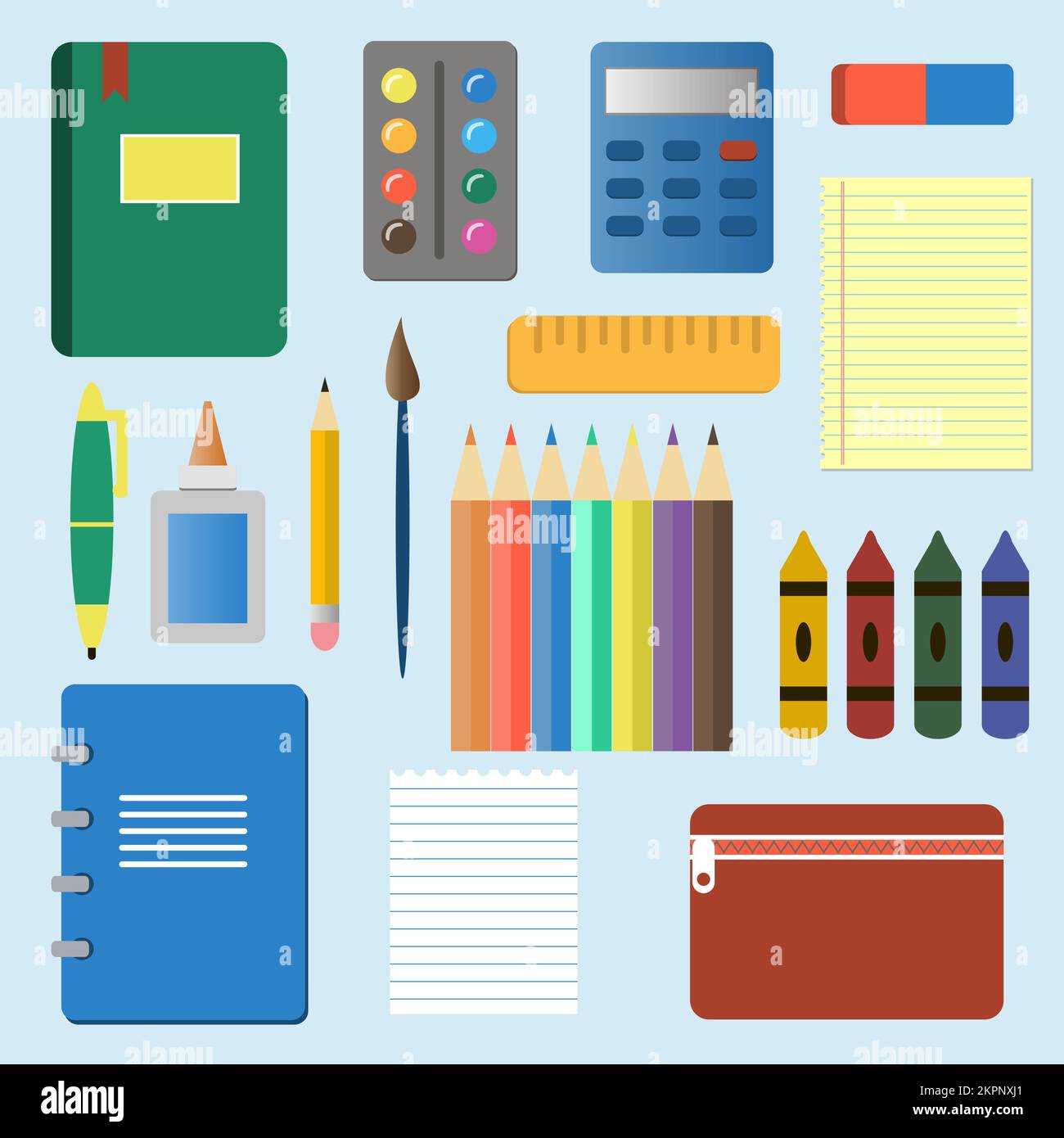 Set of school and education supplies icon vector Stock Vector