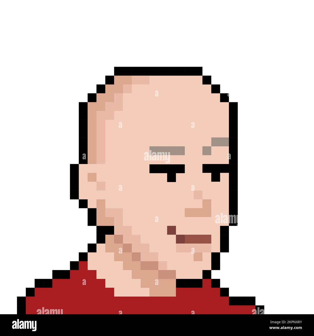 Monk with bald head in pixel style NFT Concept. Vector illustration Stock Vector