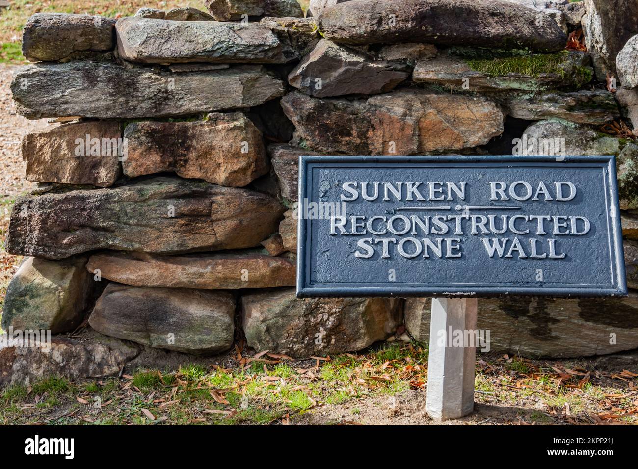The Sunken Road at Fredericksburg, Battlefield Virginia USA, Fredericksburg, Virginia Stock Photo