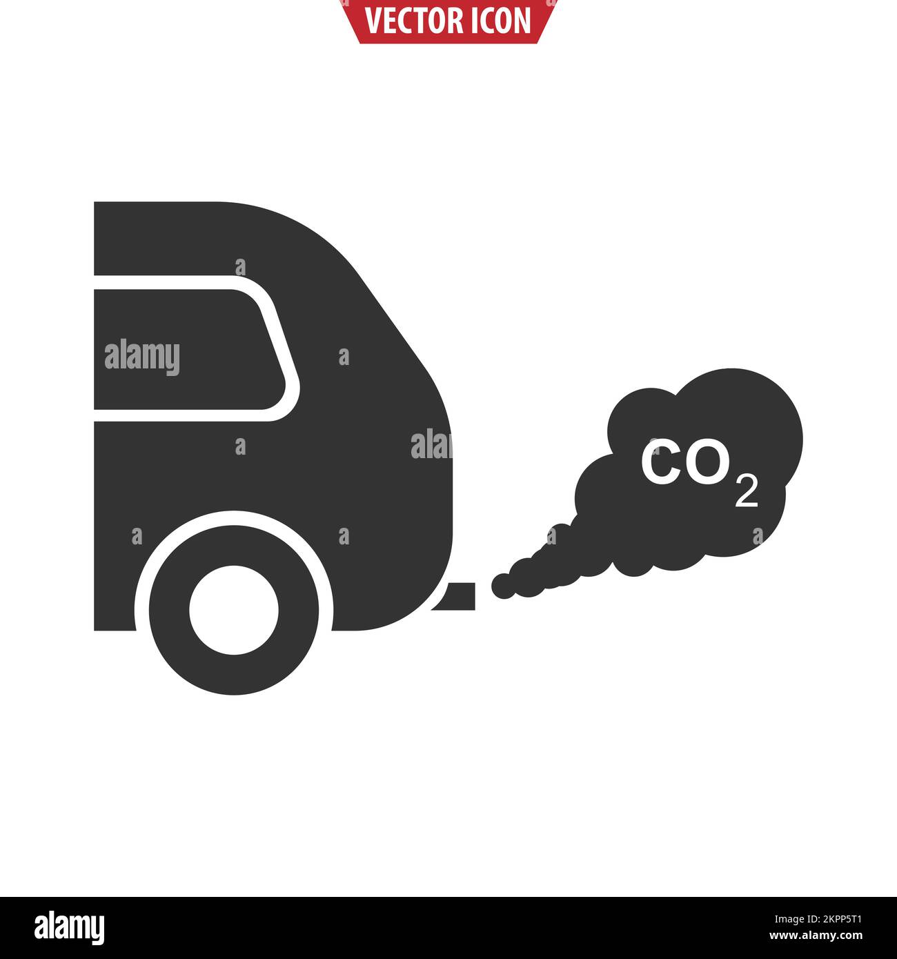 Car Exhaust CO2 Black Silhouette Icon. Environmental pollution concept
