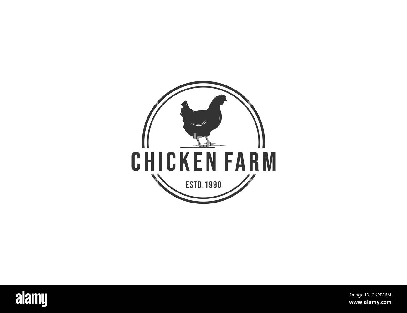 A chicken icon on a white background for company logo and name Stock