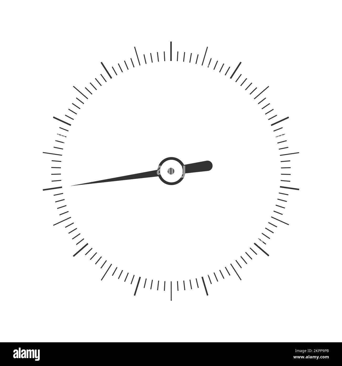 Round measuring scale with arrow. Template of barometer, compass, protractor, circular ruler tool interface isolated on white background. Vector graphic illustration Stock Vector