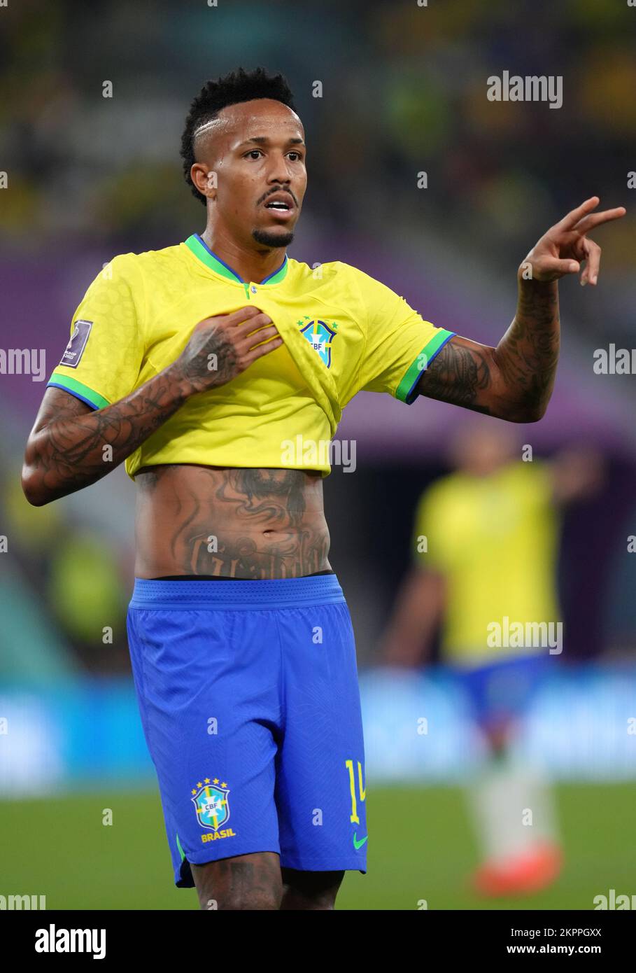 Brazil's Eder Militao during the FIFA World Cup Group G match at Stadium 974 in Doha, Qatar. Picture date: Monday November 28, 2022. Stock Photo