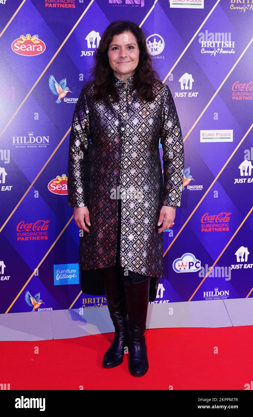 Nina Wadia arrive at the British Curry Awards 2022 at Evolution London. Picture date: Monday November 28, 2022. Stock Photo