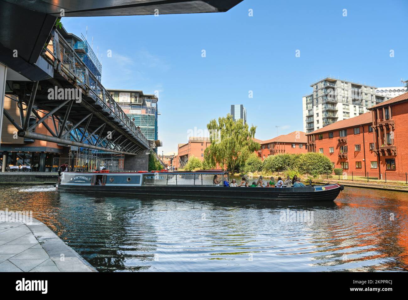 Pleasure barge on Birmingham inner city Canal system Stock Photo