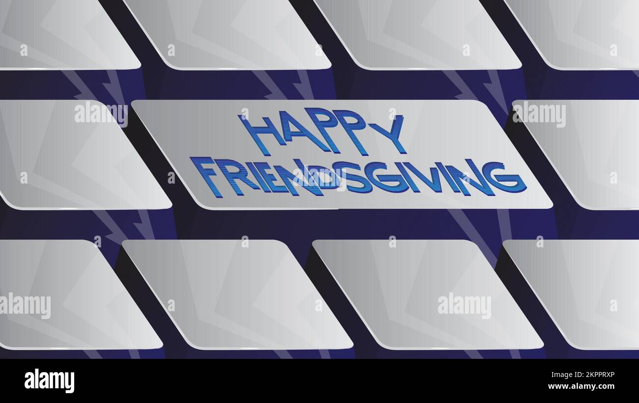 Computer Keyboard with Happy Friendsgiving text. Close-up of an ...