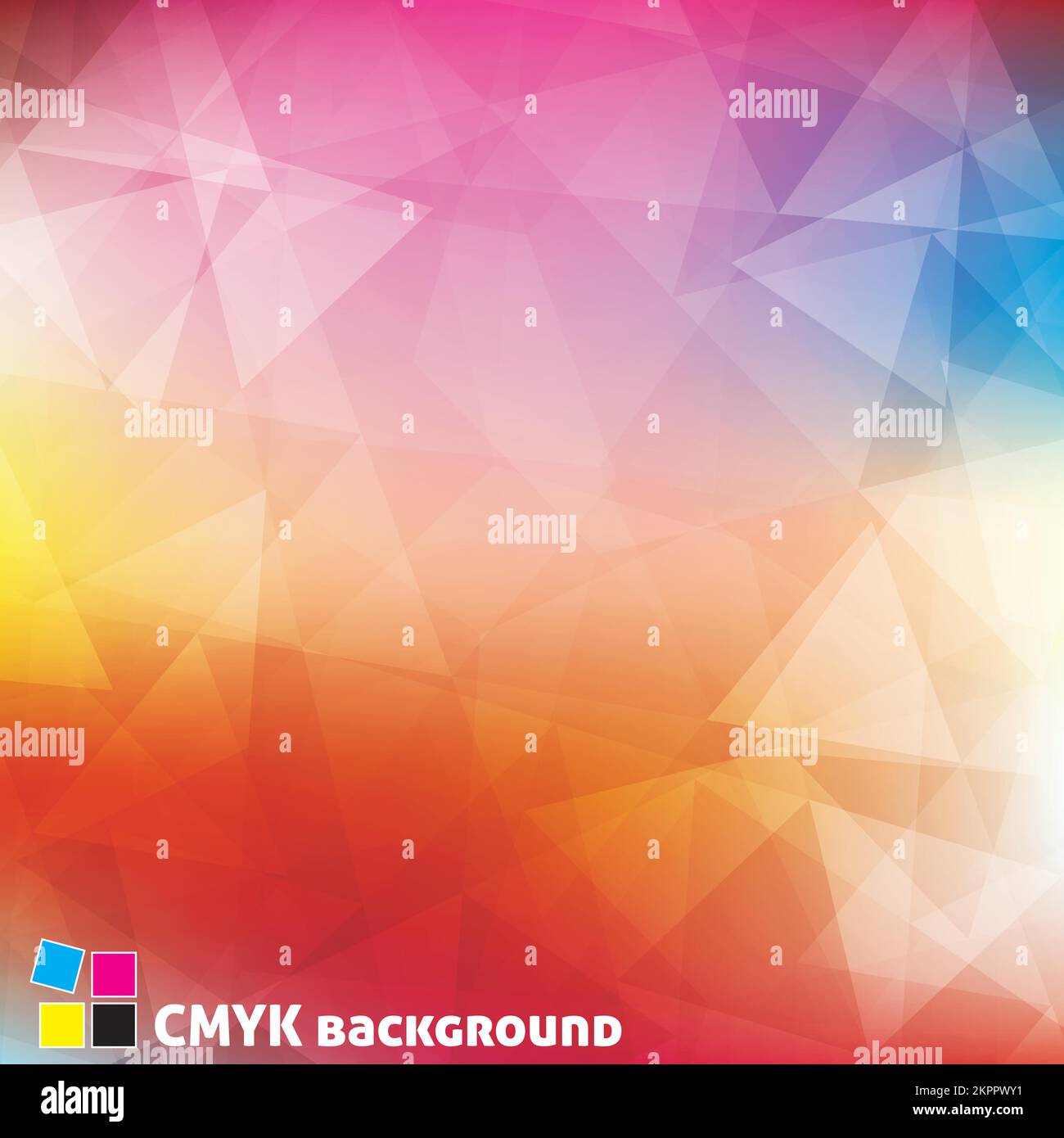 Bright colors pattern textured by triangles. Colorful vector background. CMYK color mode Stock Vector