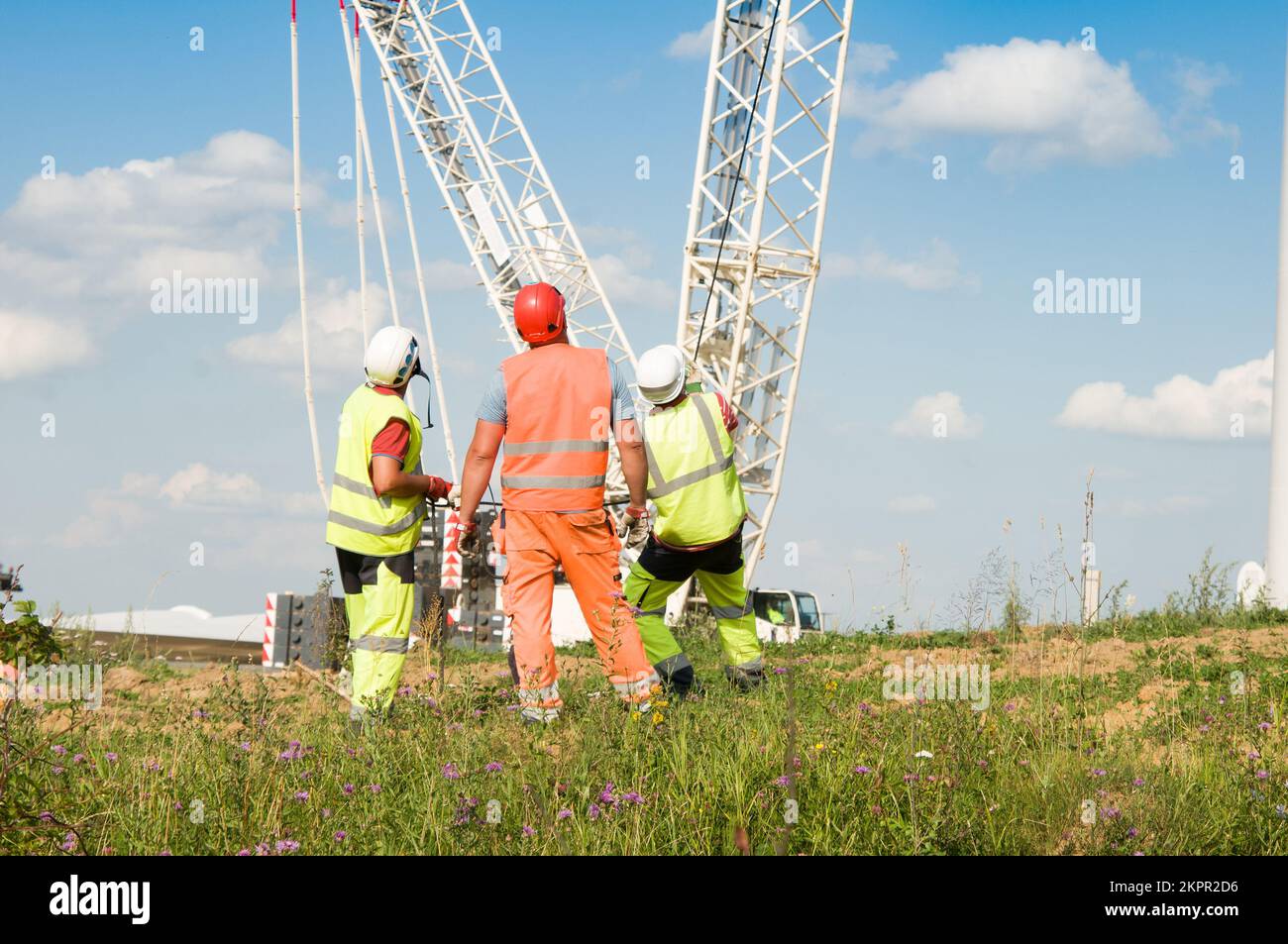 Engineers are working with wind turbines Stock Photo Alamy