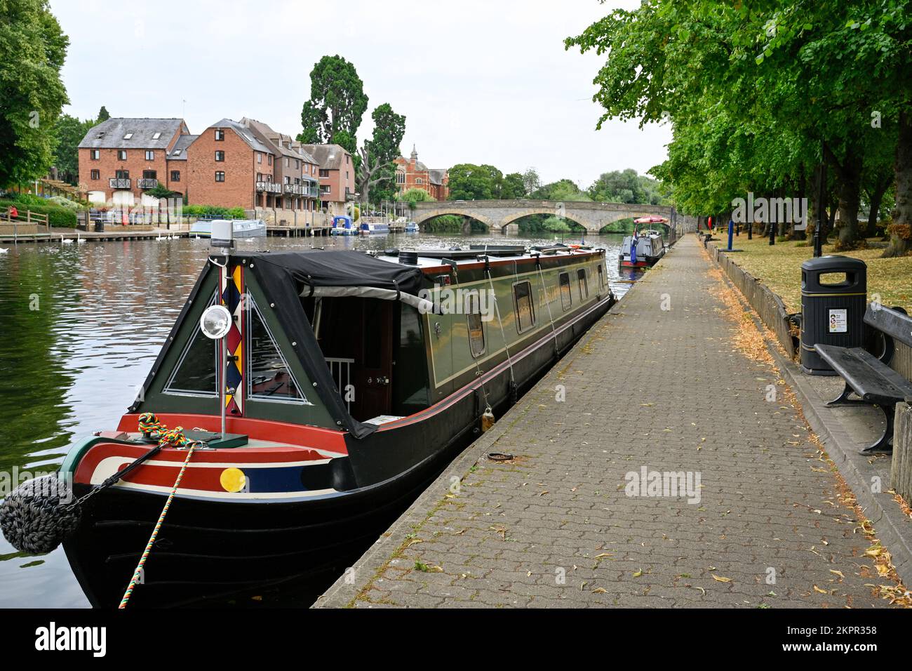 Pleasure Boats moored on the river avon at Evesham Worcestershire England Stock Photo