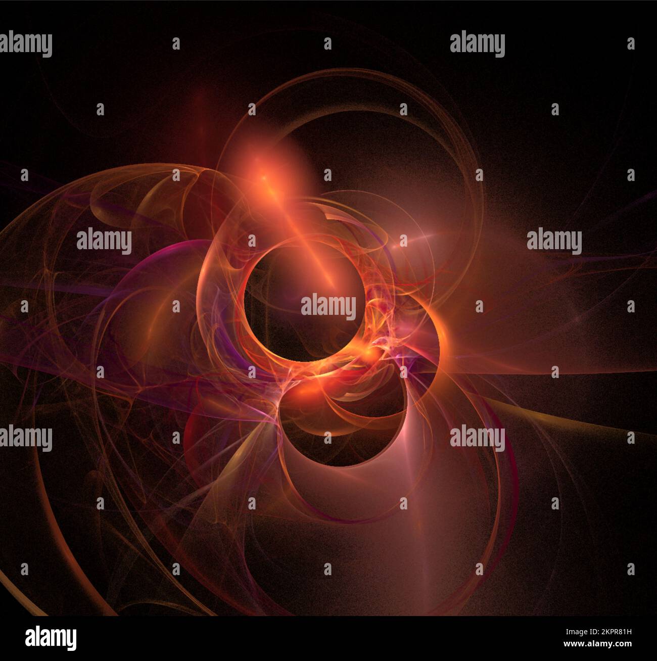 illustration of orange space planet star system, color graphics, background Stock Photo