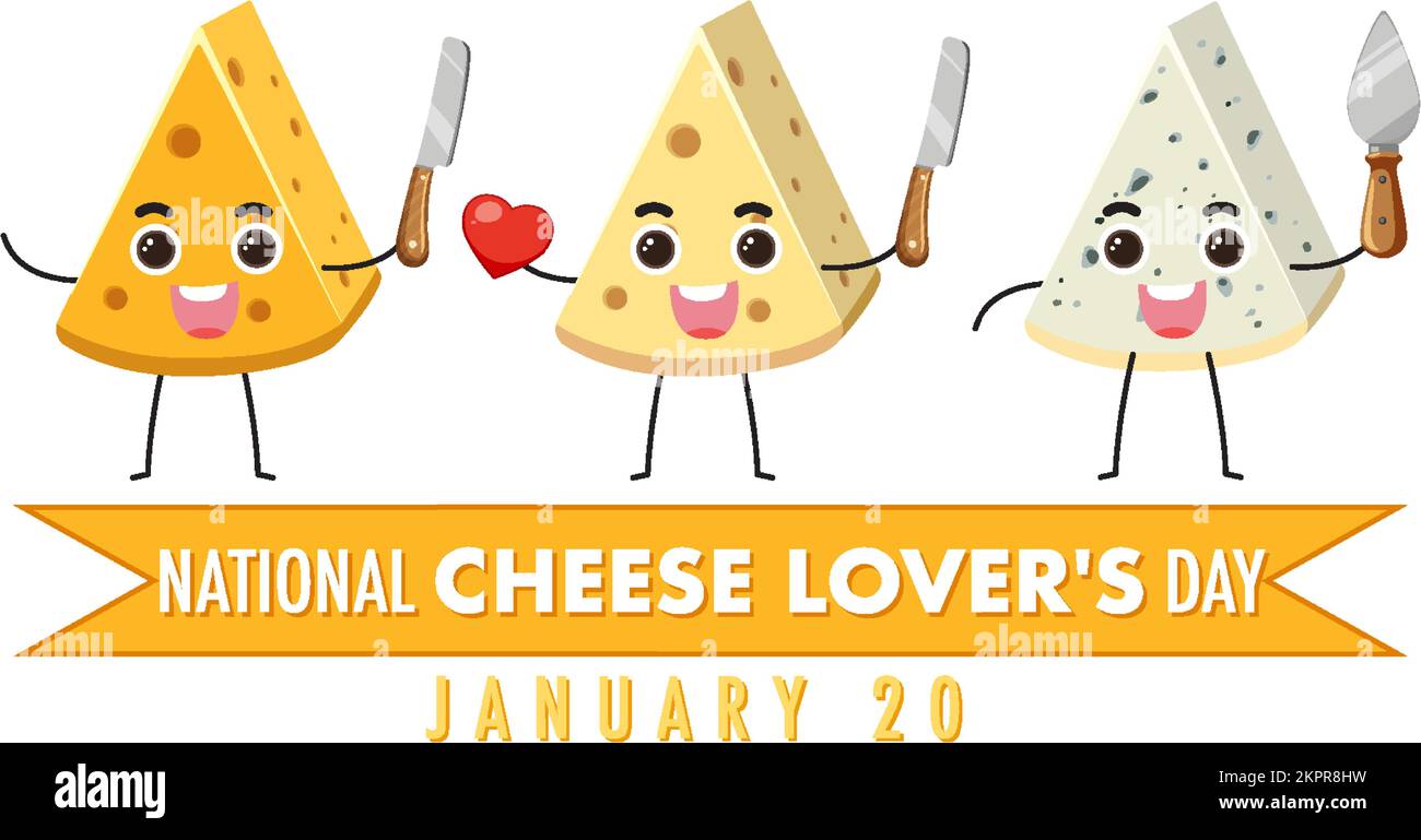 National Cheese Lovers Day logo banner illustration Stock Vector Image