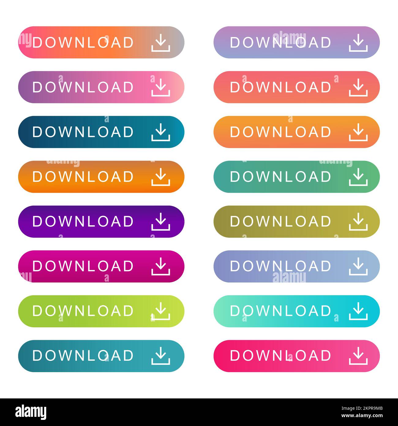 A set of colorful download icons isolated on the white background Stock ...