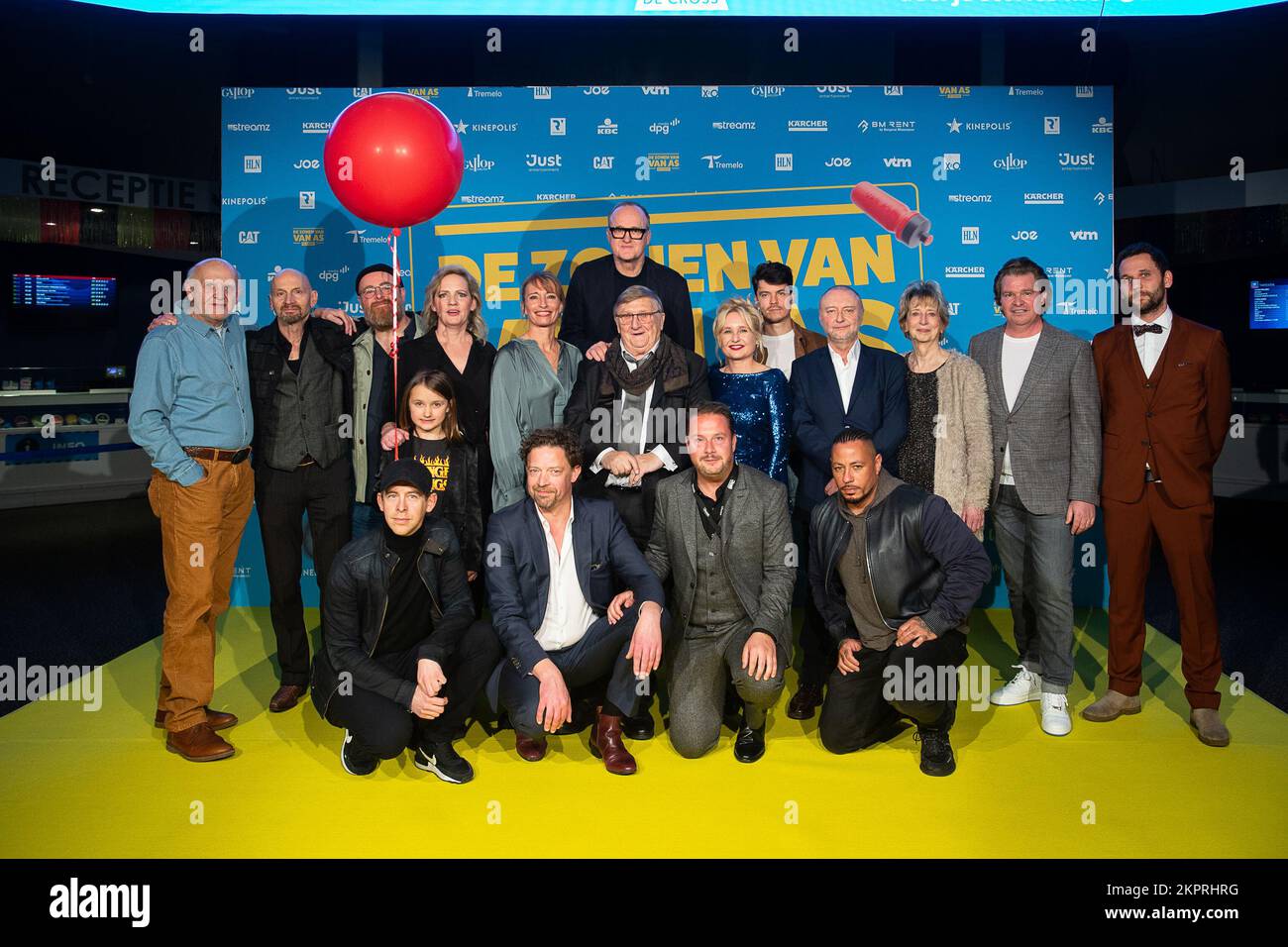 Cast pictured during the premiere of the movie 'De Zonen van Van As - De Cross', at the Kinepolis cinema in Antwerp on Monday 28 November 2022. BELGA PHOTO JAMES ARTHUR GEKIERE Stock Photo