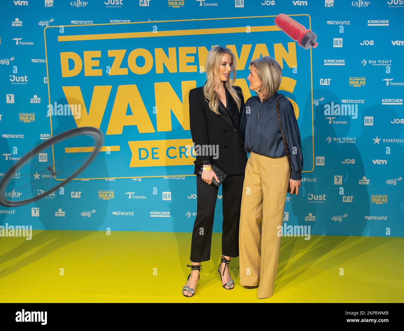 unknown and with mother pictured during the premiere of the movie 'De Zonen van Van As - De Cross', at the Kinepolis cinema in Antwerp on Monday 28 November 2022. BELGA PHOTO JAMES ARTHUR GEKIERE Stock Photo
