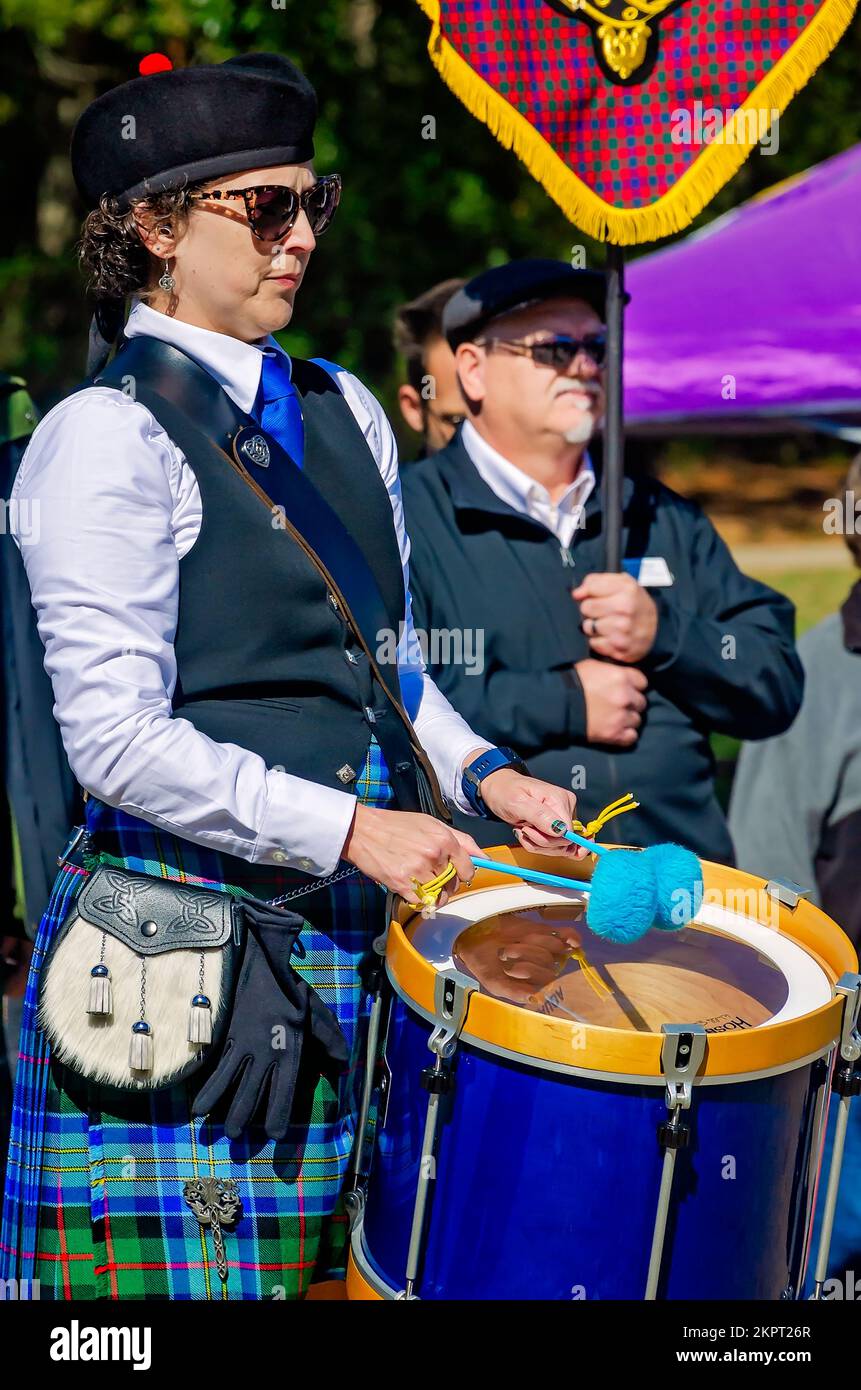 A drummer performs during the annual Celtic Music Festival and Scottish Highland Games, Nov. 13, 2022, in Gulfport, Mississippi. Stock Photo