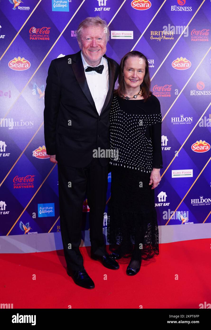 David 'Kid' Jensen and Gudrun Agusta Thorarinsdottir arrives at the British Curry Awards 2022 at Evolution London. Picture date: Monday November 28, 2022. Stock Photo